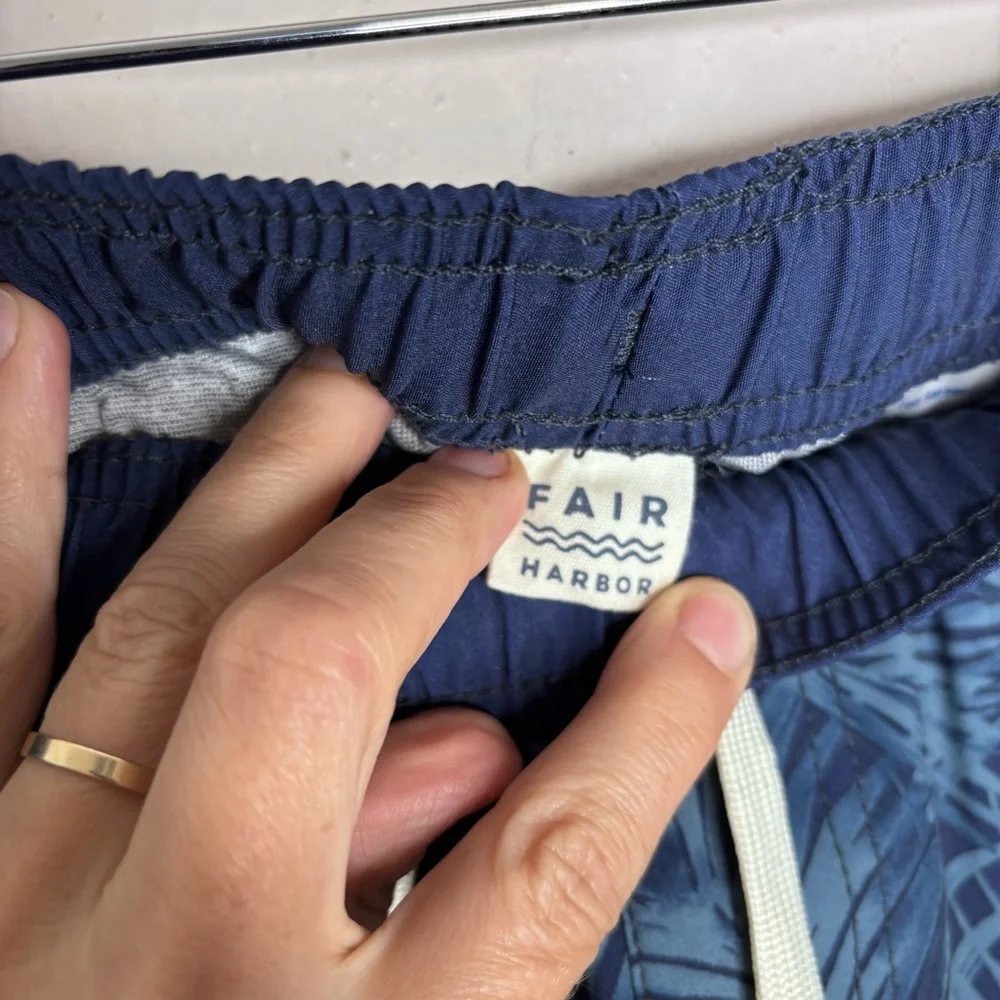 Fair Harbor Blue Palm Print Lined Swim Trunks Size 3X EUC